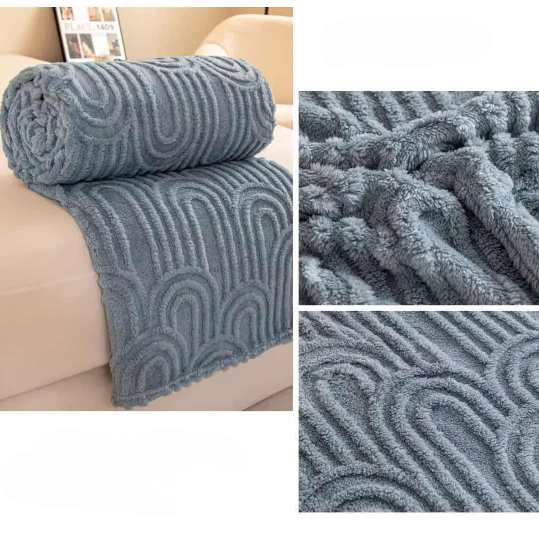 Fleece Deken met Teddy Plaid Textuur - Deken Voor Op de Bank