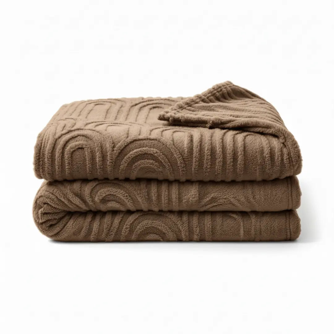 Fleece Deken met Teddy Plaid Textuur - Deken Voor Op de Bank