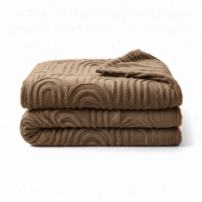 Fleece Deken met Teddy Plaid Textuur - Deken Voor Op de Bank