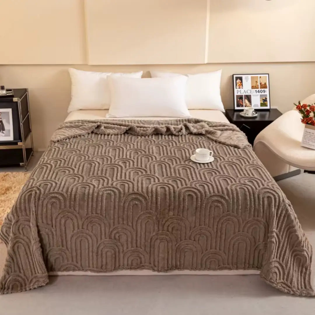 Fleece Deken met Teddy Plaid Textuur - Deken Voor Op de Bank