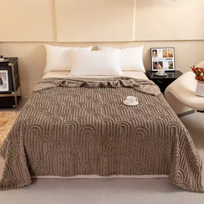 Fleece Deken met Teddy Plaid Textuur - Deken Voor Op de Bank
