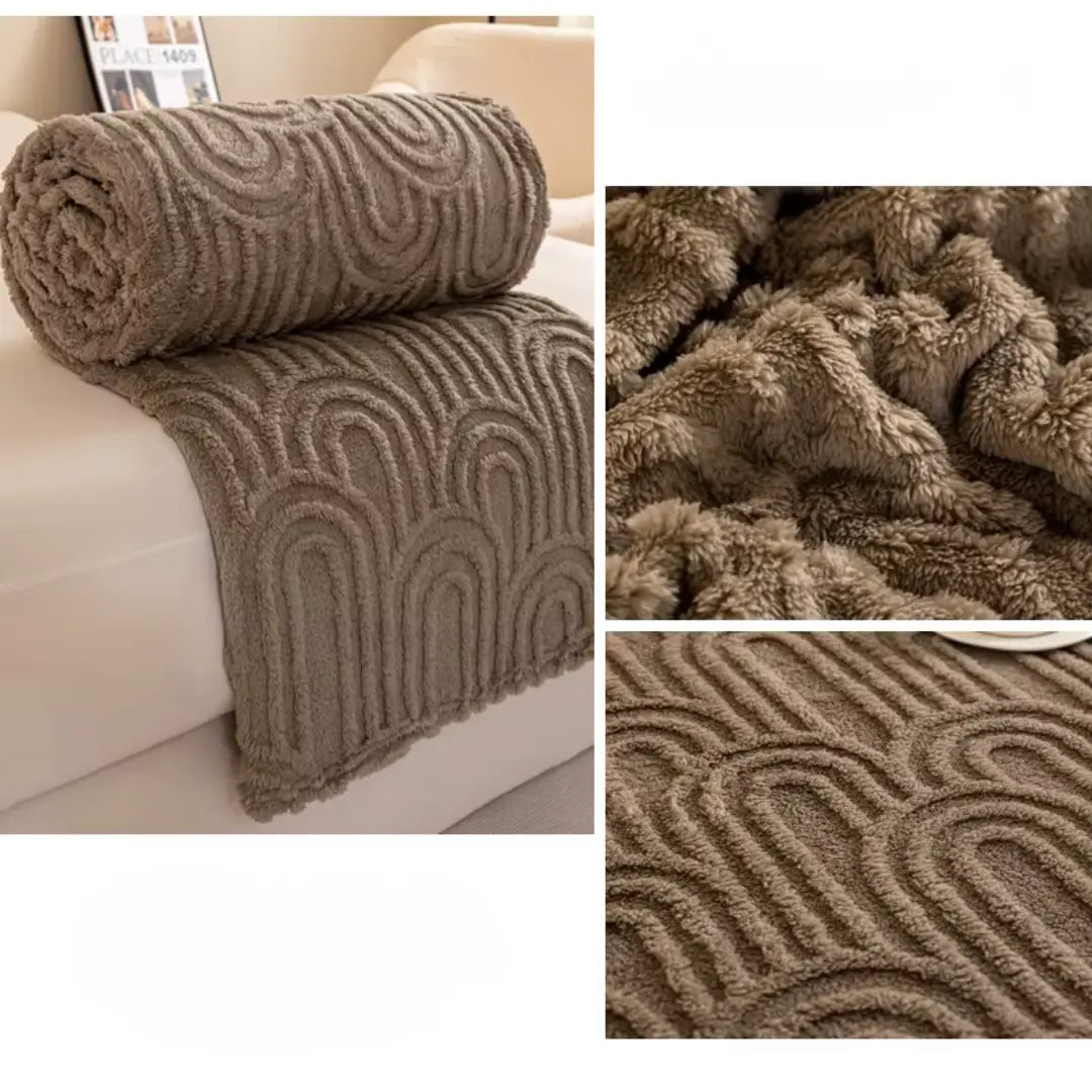 Fleece Deken met Teddy Plaid Textuur - Deken Voor Op de Bank