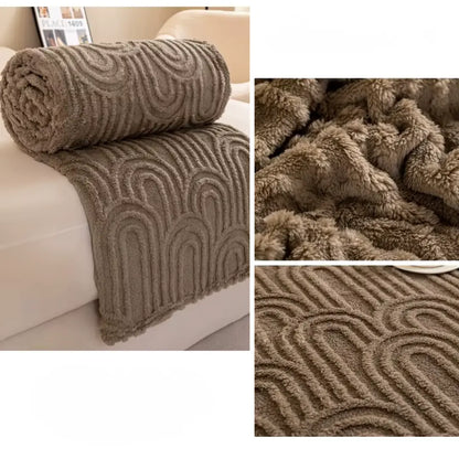 Fleece Deken met Teddy Plaid Textuur - Deken Voor Op de Bank