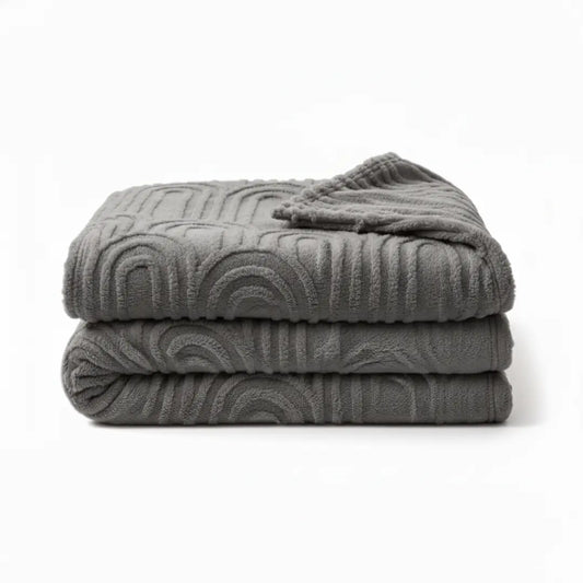 Fleece Deken met Teddy Plaid Textuur - Deken Voor Op de Bank