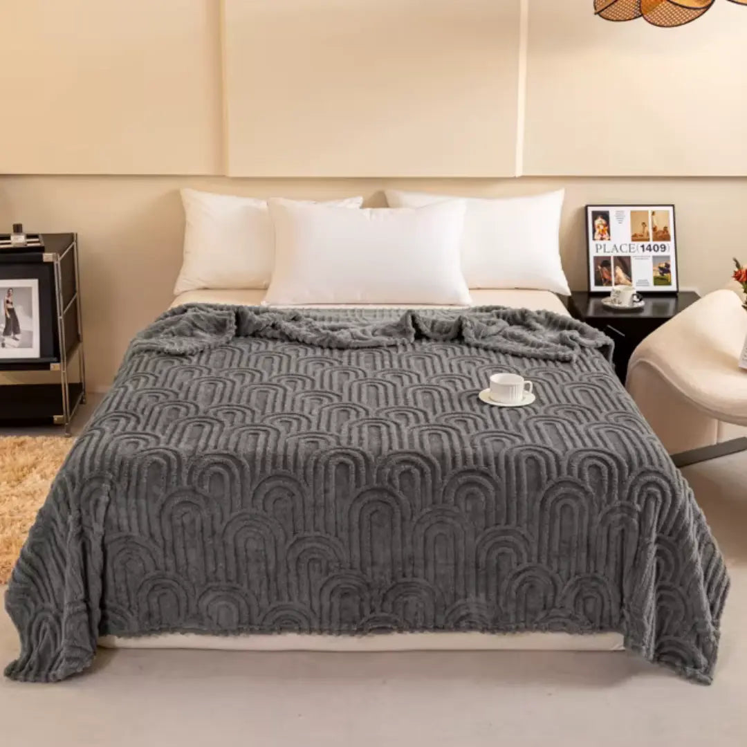 Fleece Deken met Teddy Plaid Textuur - Deken Voor Op de Bank