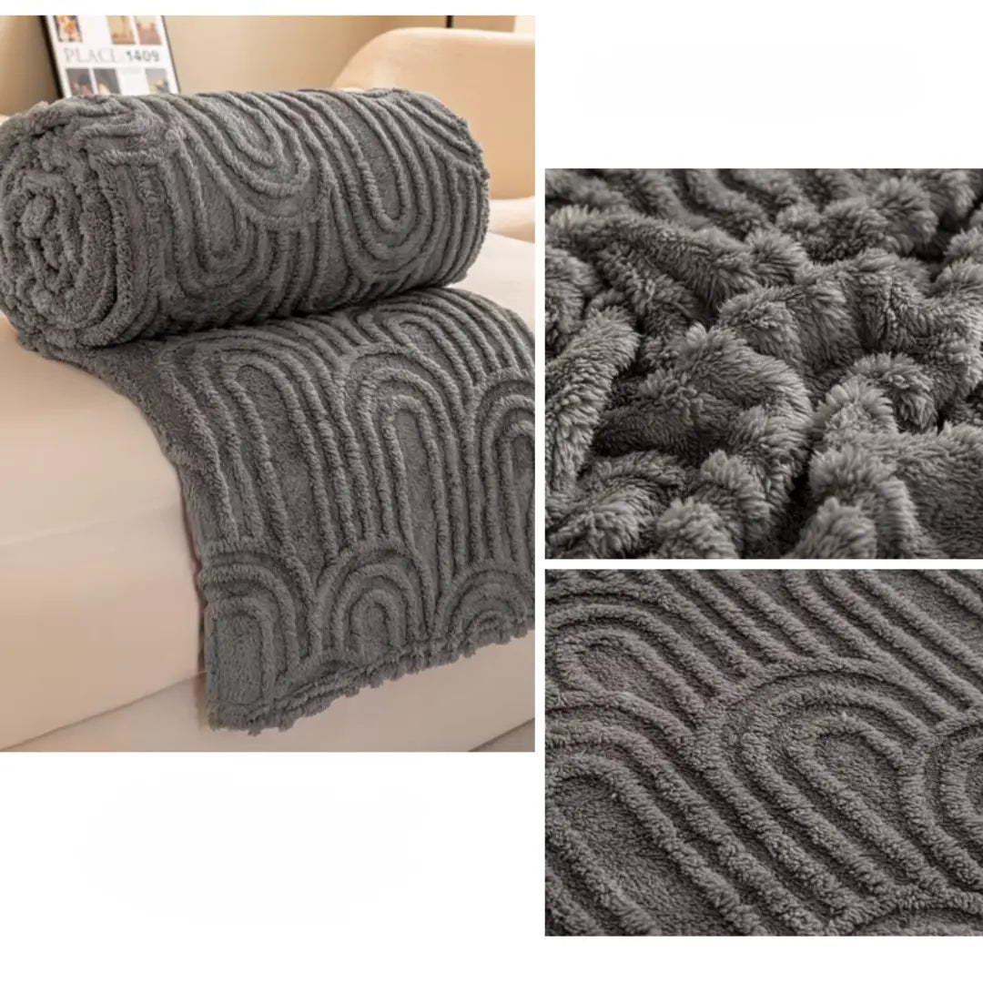 Fleece Deken met Teddy Plaid Textuur - Deken Voor Op de Bank
