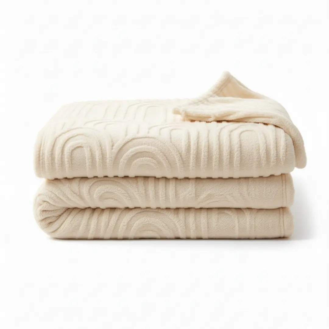 Fleece Deken met Teddy Plaid Textuur - Deken Voor Op de Bank