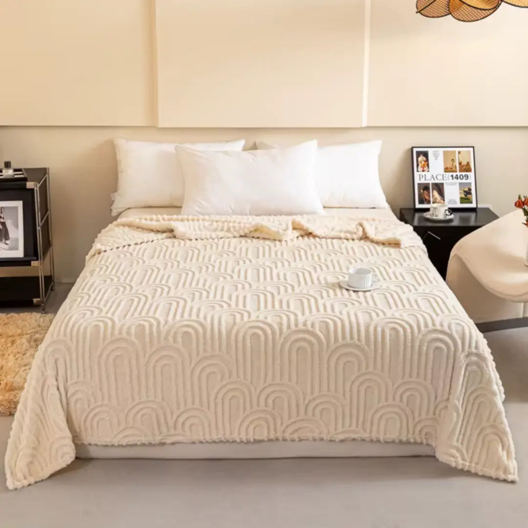 Fleece Deken met Teddy Plaid Textuur - Deken Voor Op de Bank