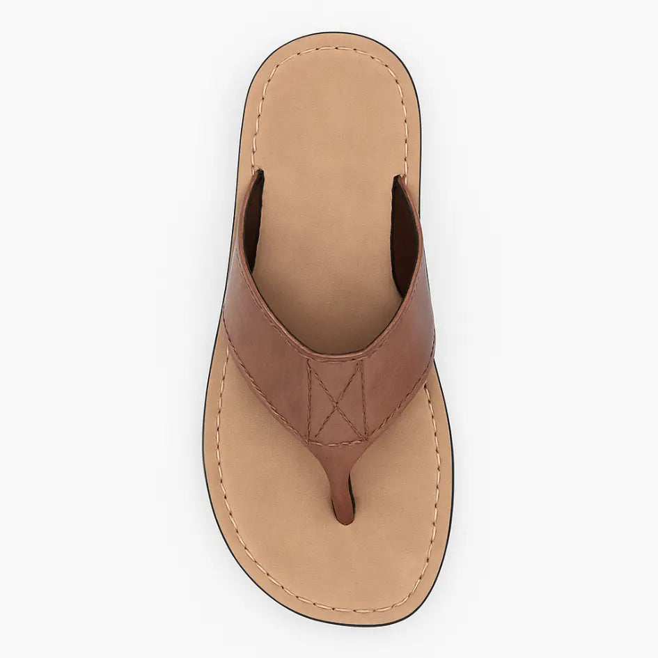 Boris Heren Slippers Leer met Voetboog Ondersteuning - Flip Flops