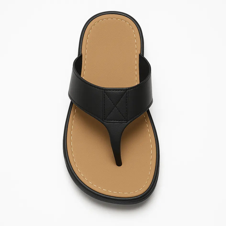 Boris Heren Slippers Leer met Voetboog Ondersteuning - Flip Flops