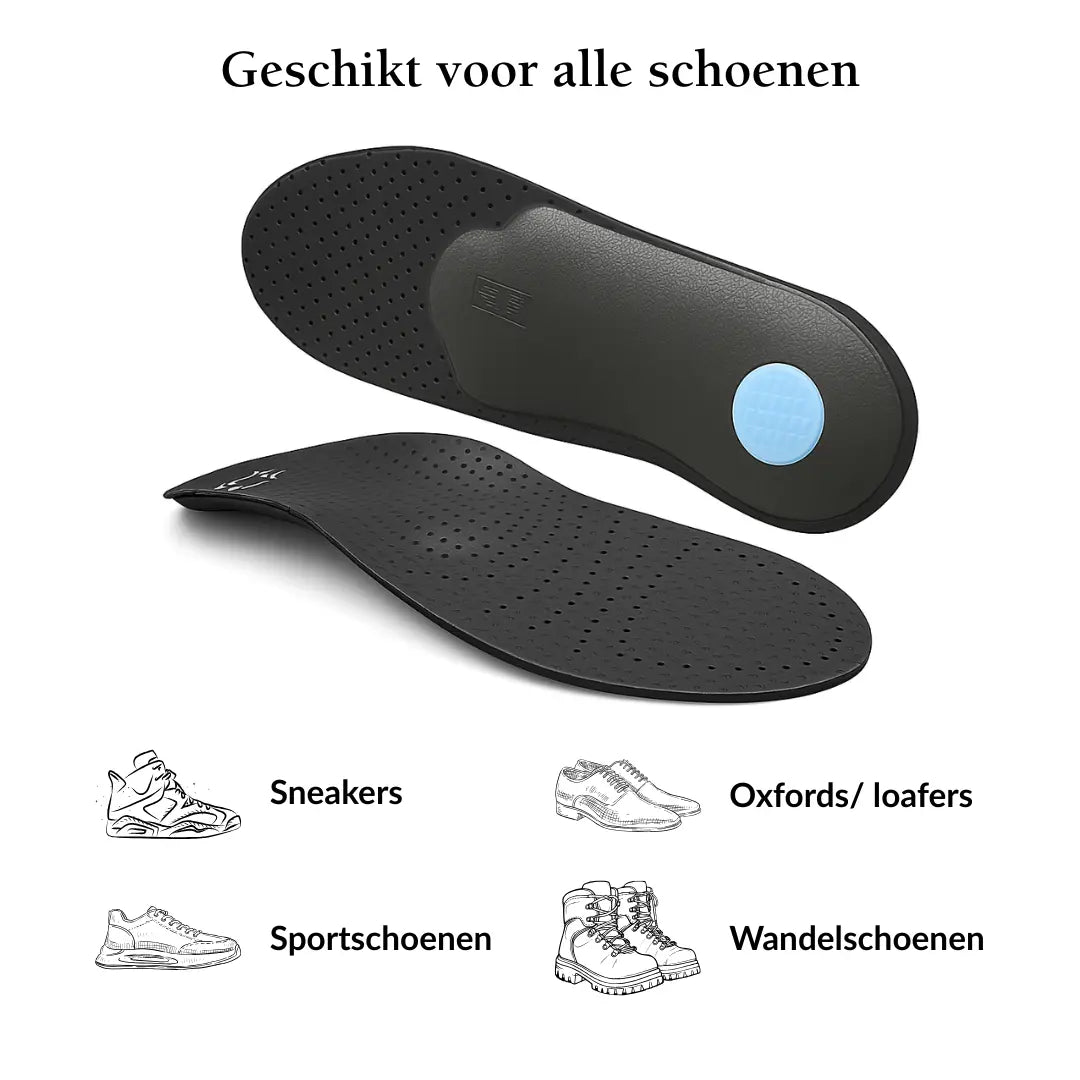Leren Inlegzolen met Voetboog Ondersteuning - Platvoet Steunzolen