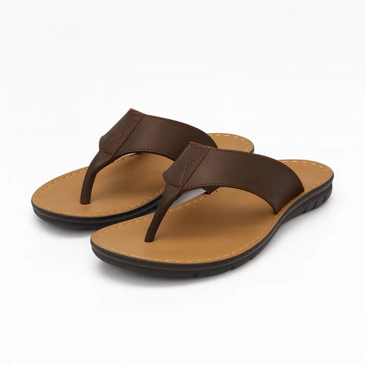 Boris Heren Slippers Leer met Voetboog Ondersteuning - Flip Flops