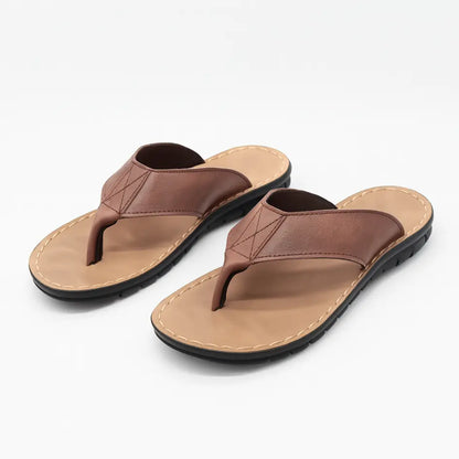 Boris Heren Slippers Leer met Voetboog Ondersteuning - Flip Flops