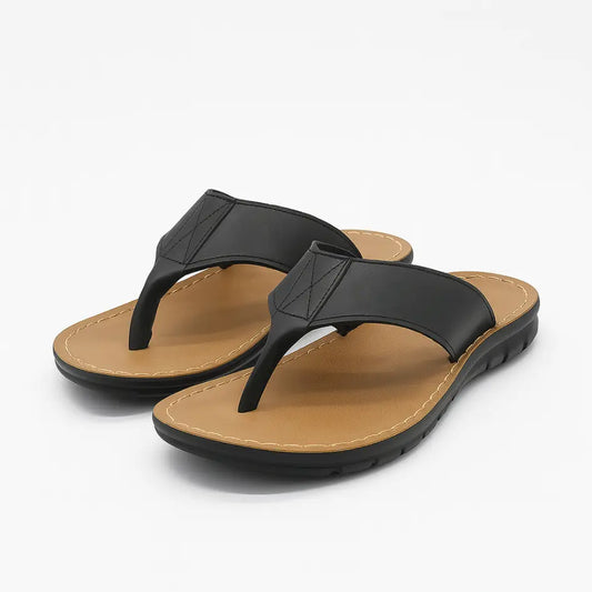 Boris Heren Slippers Leer met Voetboog Ondersteuning - Flip Flops