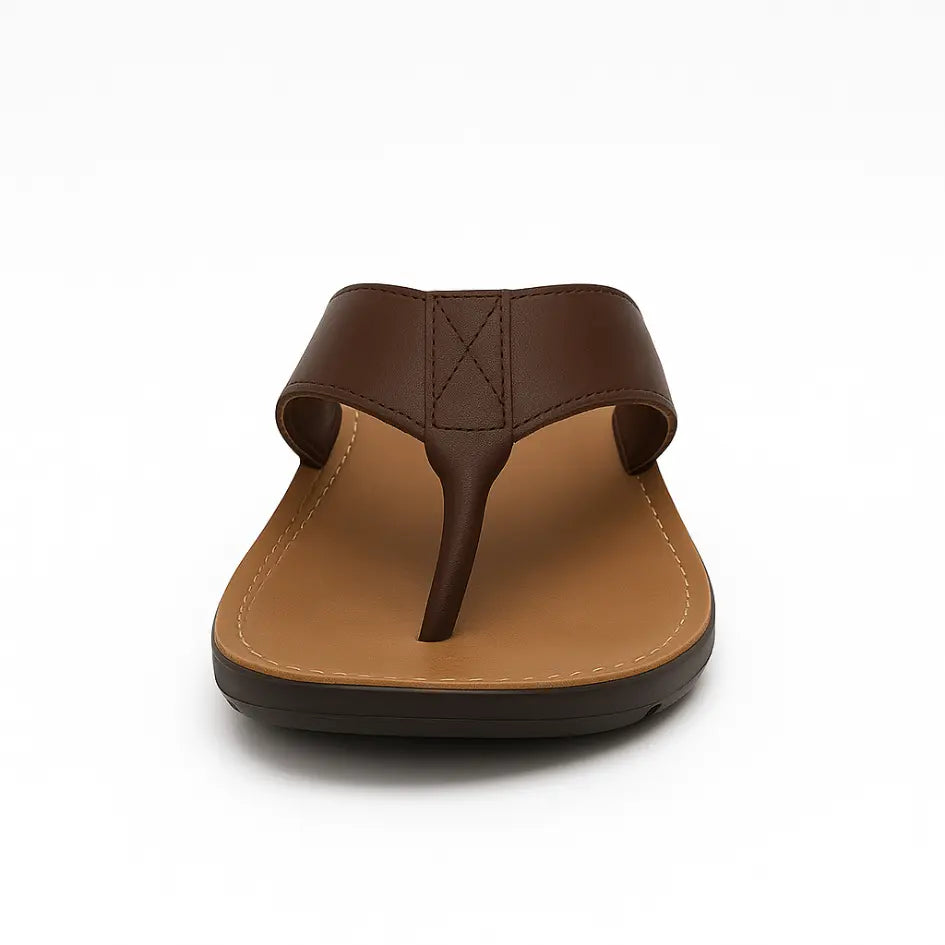 Boris Heren Slippers Leer met Voetboog Ondersteuning - Flip Flops