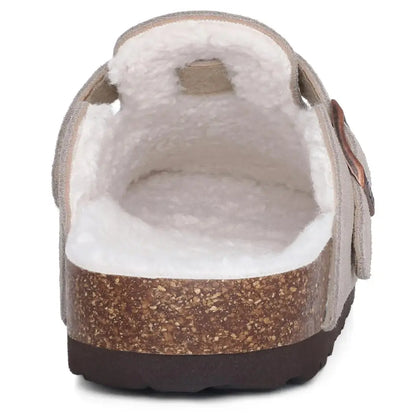 Lev Suède Pantoffels Heren & Dames met Wol - Clogs met Bont en Gesp