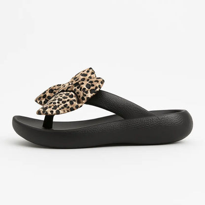 Liv Slippers met Strik - Comfortabele Slippers met Panterprint