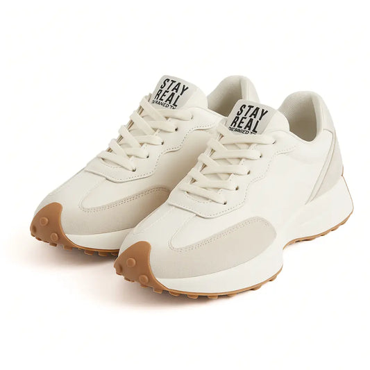 Luna Dames Sneakers – Witte Sportschoenen met Profielzool en Demping