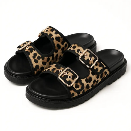 Nora Panterprint Sandalen met Platform - Orthopedische Sandalen Dames