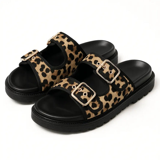 Nora Panterprint Sandalen met Platform - Orthopedische Sandalen Dames