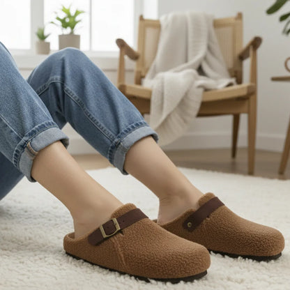 Thea Dames Pantoffels – Bontslippers met Kurkzool en Verstelbare Band