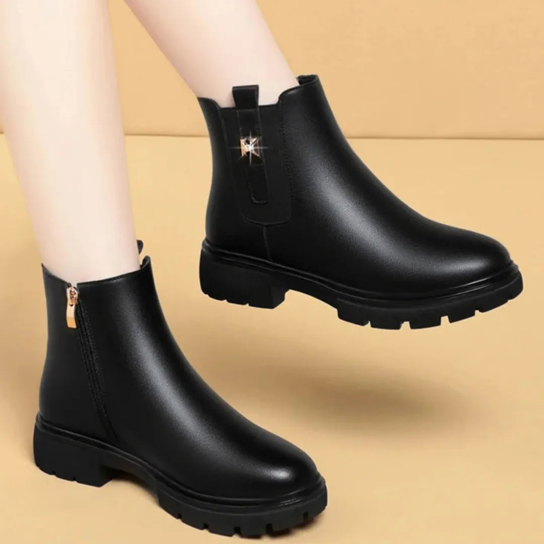 Raya Gevoerde Enkellaarzen Dames – Warme Snowboots met Rits