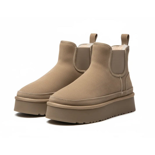 Lina Dames Enkellaarsjes – Suède Look Enkelboots met Warme Voering