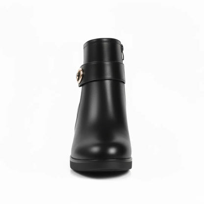 Celia Gevoerde Enkellaarzen Dames – Elegante Winter Boots met Hak
