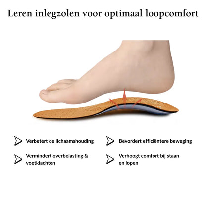 Leren Inlegzolen Bruin - Steunzolen voor Platvoeten & Hielspoor