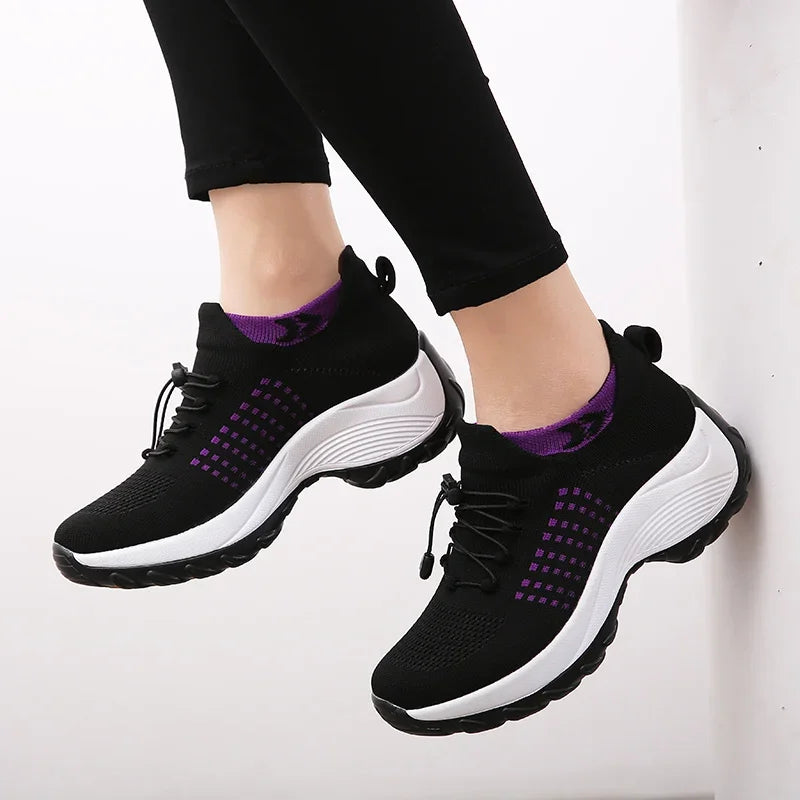 Sia Hoge Dames Wandelschoenen met Sokdesign - Wandelsneakers