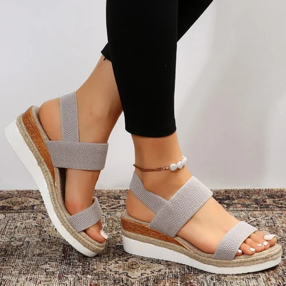 Noor Platform Sandalen Dames - Sleehak met Bandjes