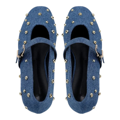 Chloé Rose Ballerina Schoenen Dames - Denim met gouden studs
