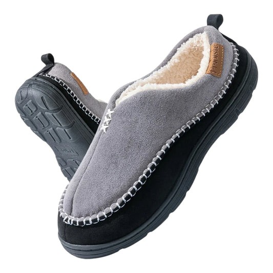 Olaf Zachte Heren Pantoffels met Wol – Sloffen met Harde Zool