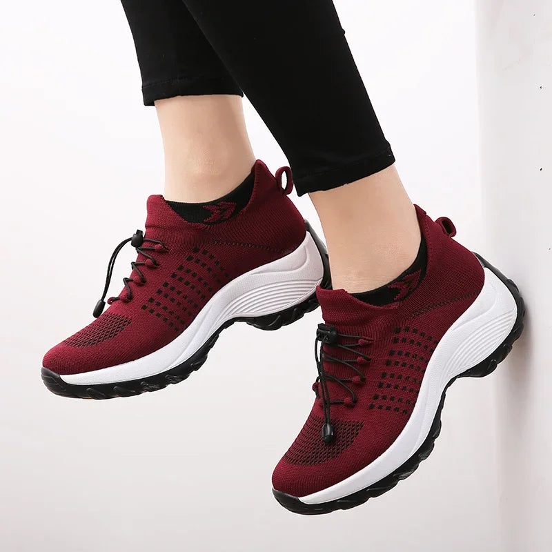 Sia Hoge Dames Wandelschoenen met Sokdesign - Wandelsneakers