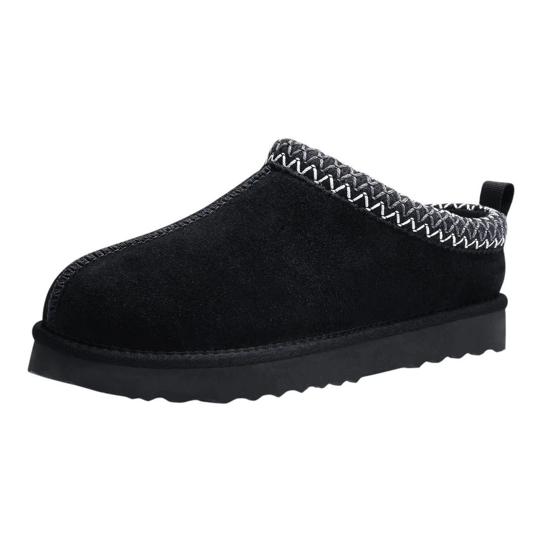 Leren Pantoffels Dames – Luxe Suède Sloffen met Warme Pluche Voering