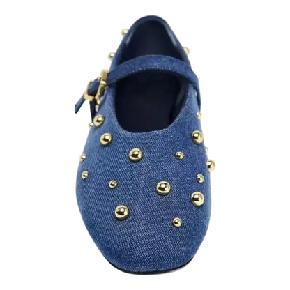 Chloé Rose Ballerina Schoenen Dames - Denim met gouden studs