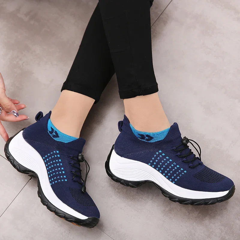 Sia Hoge Dames Wandelschoenen met Sokdesign - Wandelsneakers
