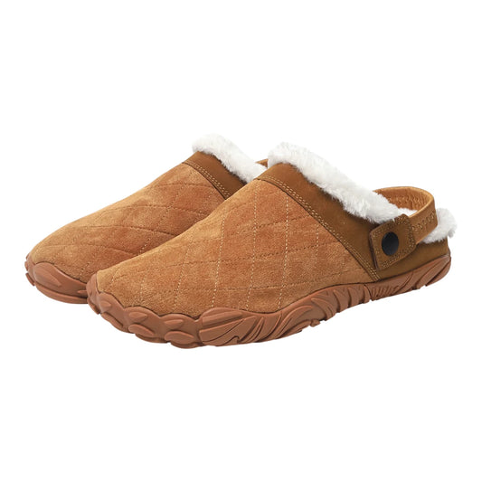 Vegan Leren Pantoffels met Kunstbont Voering - Warme Barefoot Schoenen