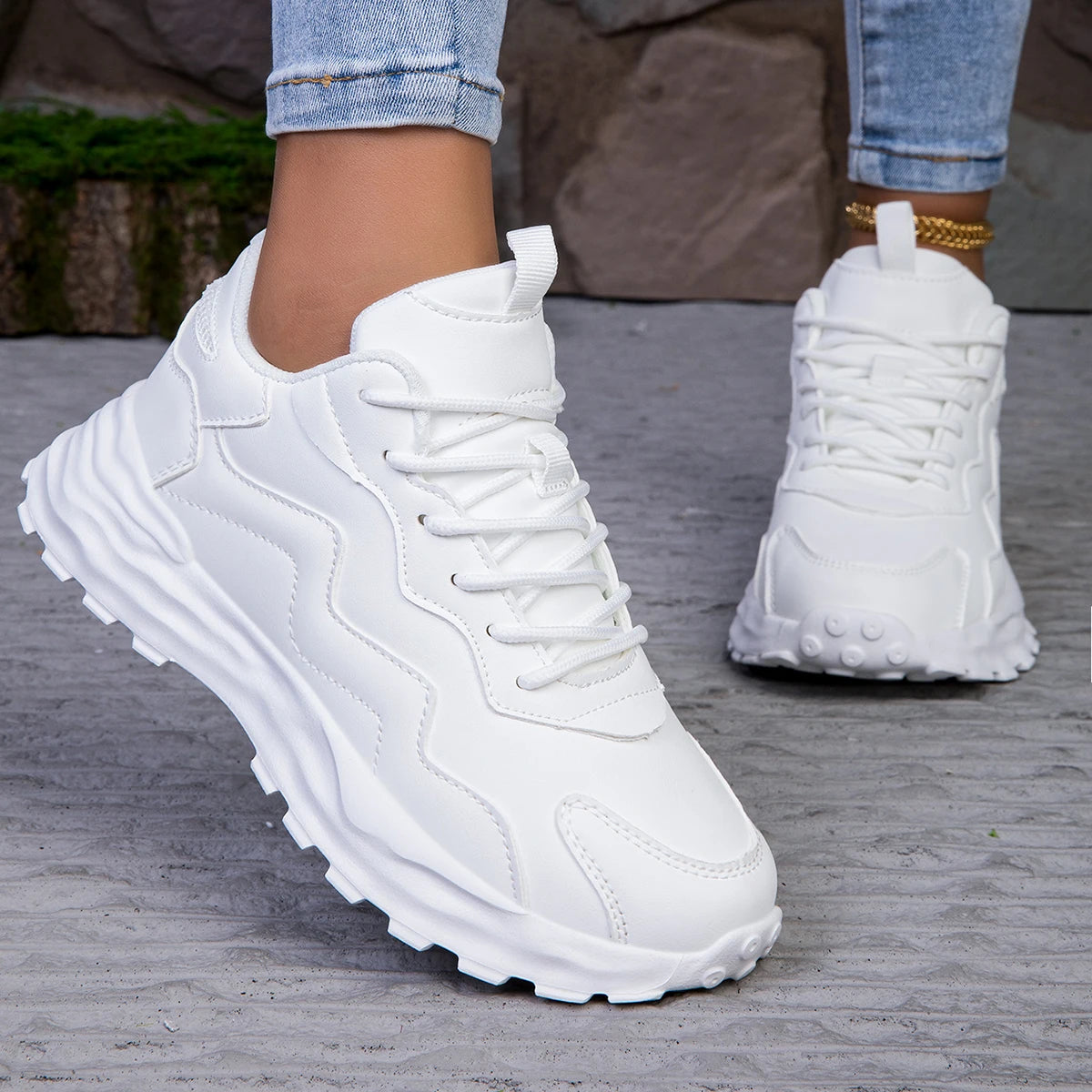Jade Dames Sneakers met Voetbed - Leren Schoenen