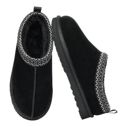 Leren Pantoffels Dames – Luxe Suède Sloffen met Warme Pluche Voering