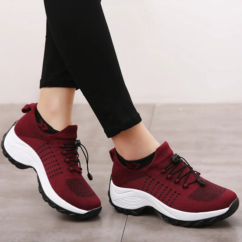 Sia Hoge Dames Wandelschoenen met Sokdesign - Wandelsneakers