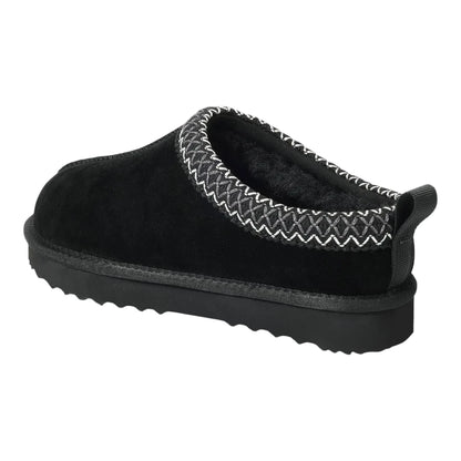 Leren Pantoffels Dames – Luxe Suède Sloffen met Warme Pluche Voering
