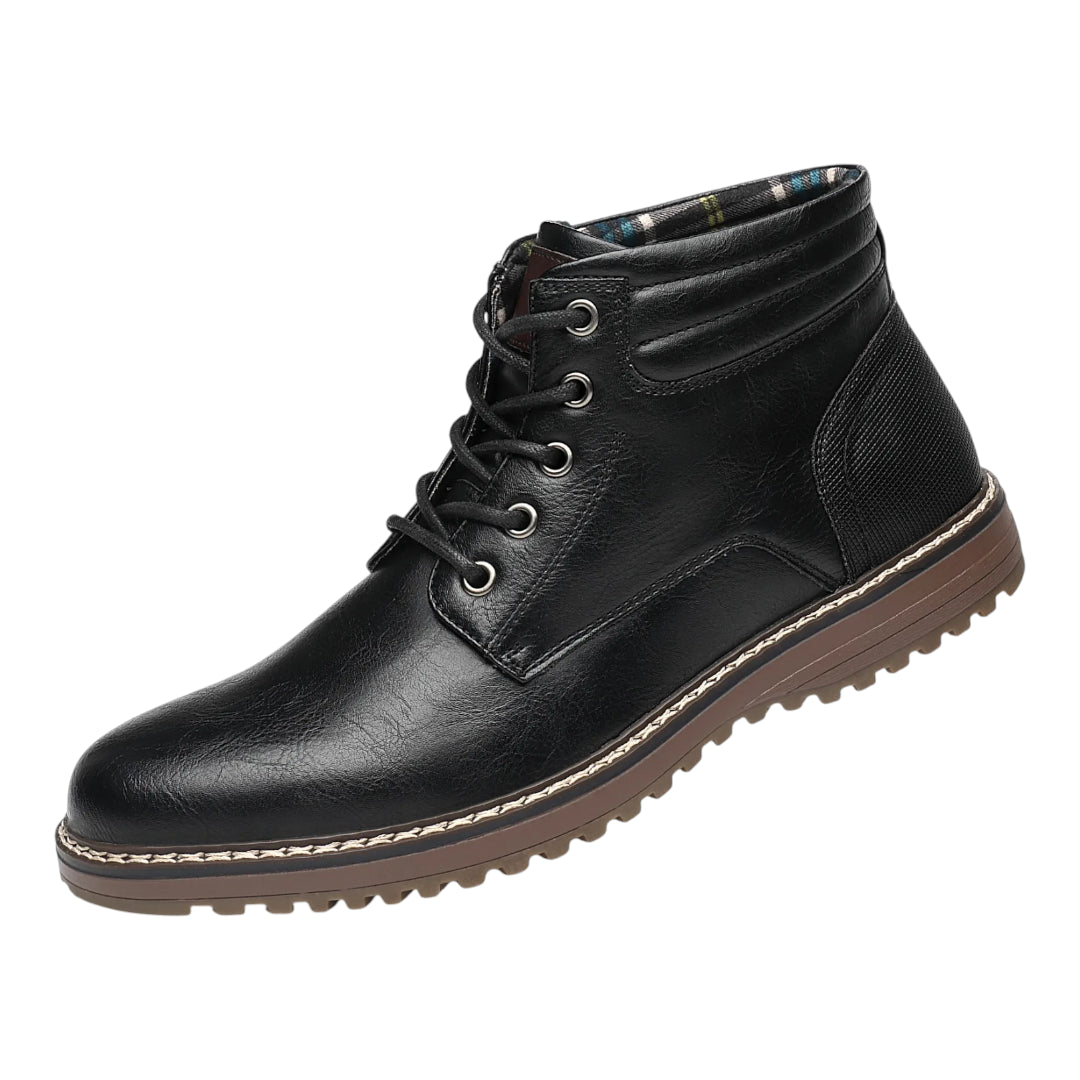 Vegan Leren Enkelboots Heren – Comfortabele Casual Veterschoenen