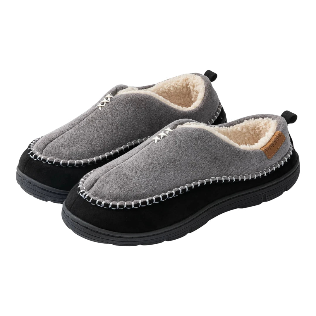 Olaf Zachte Heren Pantoffels met Wol – Sloffen met Harde Zool