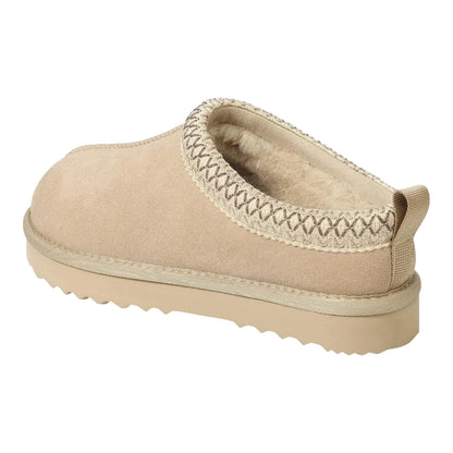 Leren Pantoffels Dames – Luxe Suède Sloffen met Warme Pluche Voering
