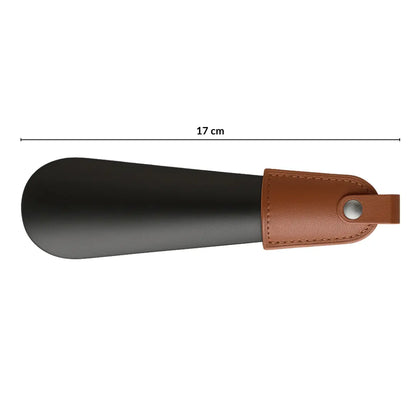 Metalen Schoenlepel met Leer - Korte Schoenlepel