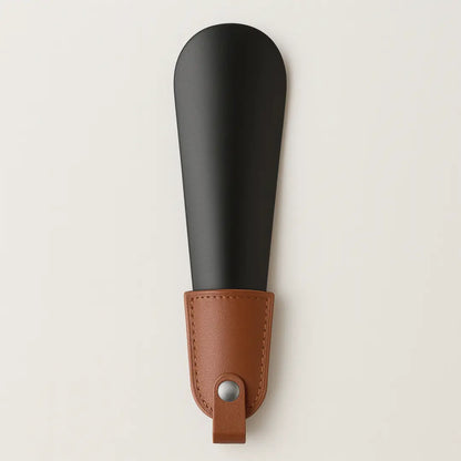 Metalen Schoenlepel met Leer - Korte Schoenlepel
