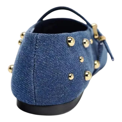 Chloé Rose Ballerina Schoenen Dames - Denim met gouden studs