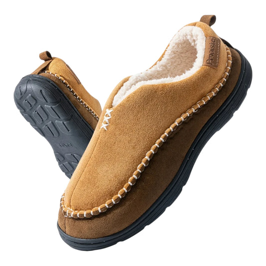 Olaf Zachte Heren Pantoffels met Wol – Sloffen met Harde Zool