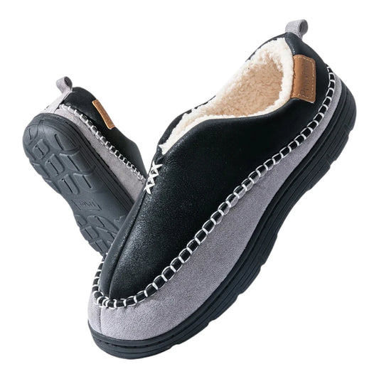 Olaf Zachte Heren Pantoffels met Wol – Sloffen met Harde Zool
